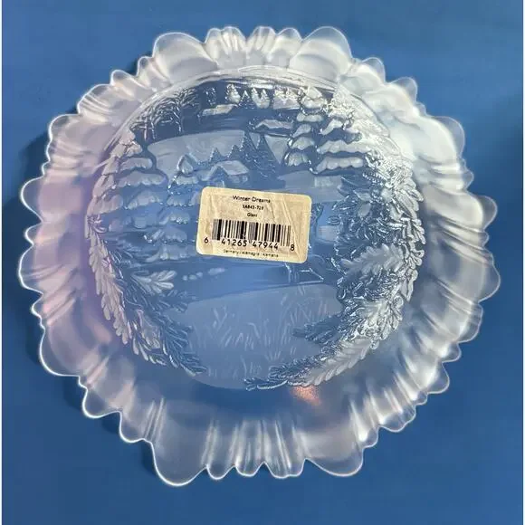 MIKASA 10.5” Frosted Glass Bowl Celebrations Winter Dreams Collection NIB - Picture 11 of 15